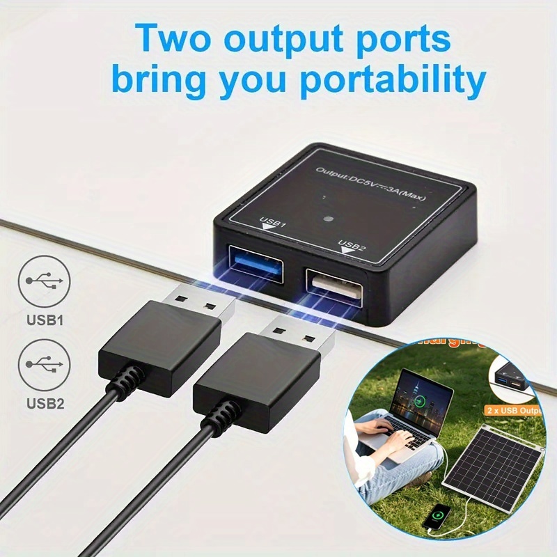 преносливи соларни панели, опремени со usb интерфејс, type-c интерфејс и   интерфејс.   да ги полни мобилните уреди како мобилни телефони. се користат во домаќинства, кампување, каравани, стакленици, складишта, куќи за миленичиња, итн. Детали за производот 6