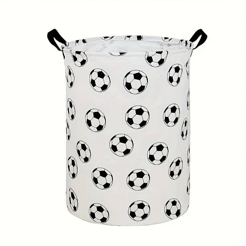 1pc Large Soccer Patterned Storage Basket, Laundry Basket/bathroom/home Decor/foldable Circular Storage Box, Baskets/boxes/clothes, Laundry Baskets
