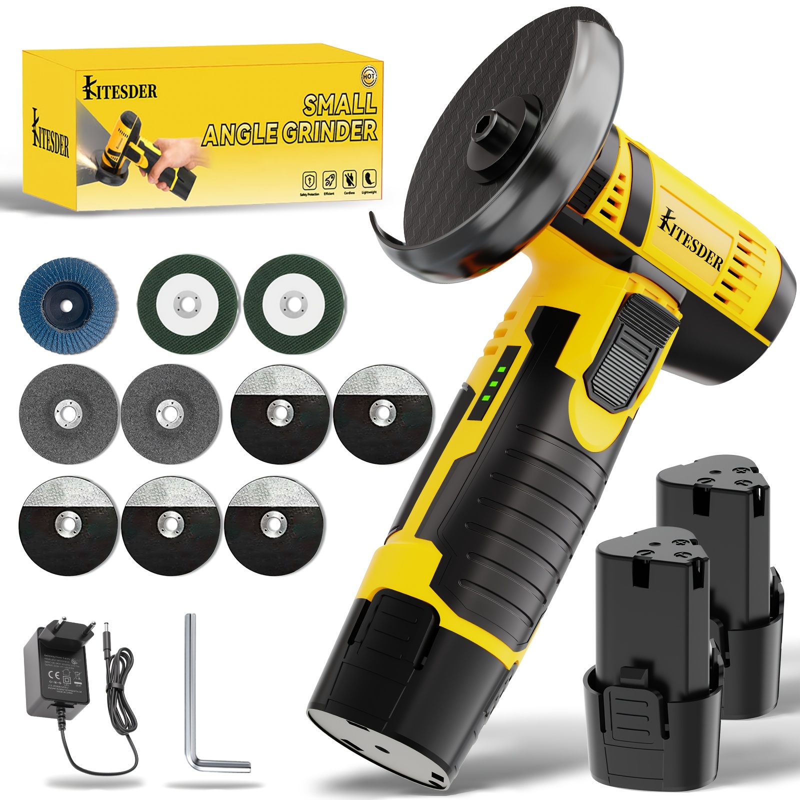 Kitesder 12v Mini Angle Grinder, Portable Tool With Li-, Compact Handheld Grinder And Polisher For Home Improvement, Sanding, Projects, Dust-proof Design, Ideal Gift For Men