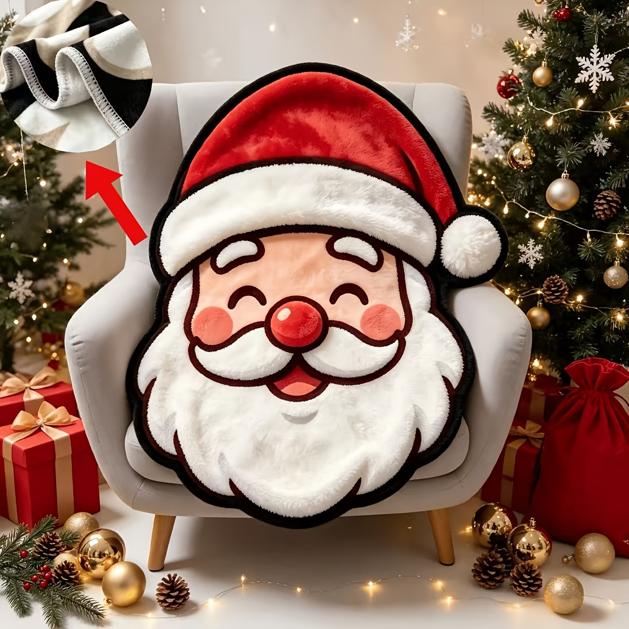 TEMU 1pc Santa Claus Novelty Flannel Blanket, Christmas-themed Plush Throw Blanket, Bed Blanket, Sofa Blanket, Or Air-conditioning Blanket, Suitable