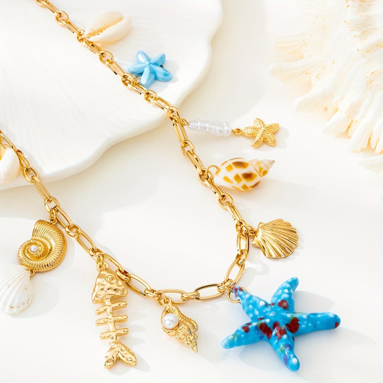 Sweet Funky Charm Necklace with Heart, Boot, Hat, and Eye Pendants