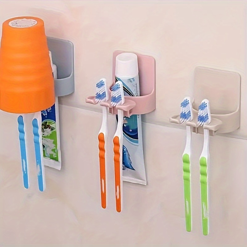 

Easy-install No-drill Wall-mounted Toothbrush Holder - Durable Plastic, Keeps Bathroom Organized