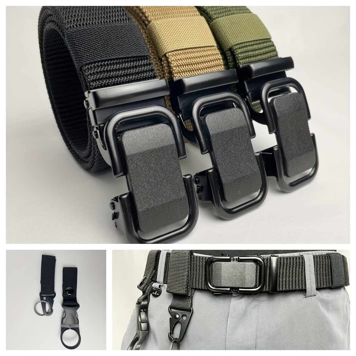 

3pcs/set Multi-functional Men's Tactical Outdoor Training Belt, Imitation Nylon Belt