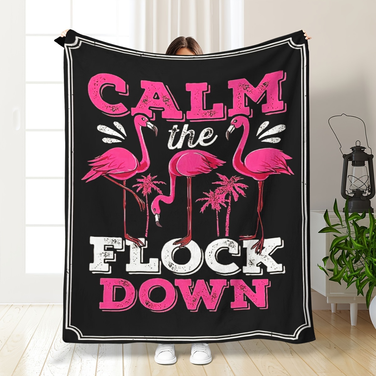 

Chic Flamingo Print Throw Blanket - Soft, Allergy-friendly Fleece For Couch, Bed, Office & Picnic - Gift Idea