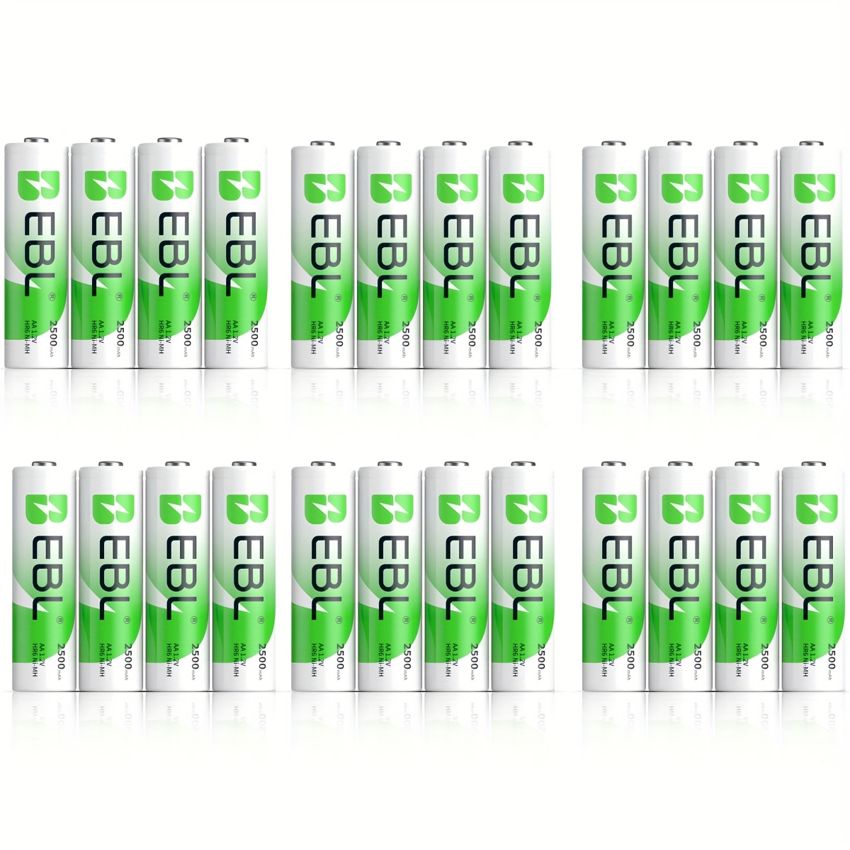 Ebl Aa Rechargeable Batteries High-capacity 2500mah, Long-last Precharged, 1200 Cycles, Durable 2a Ni-mh Batteries