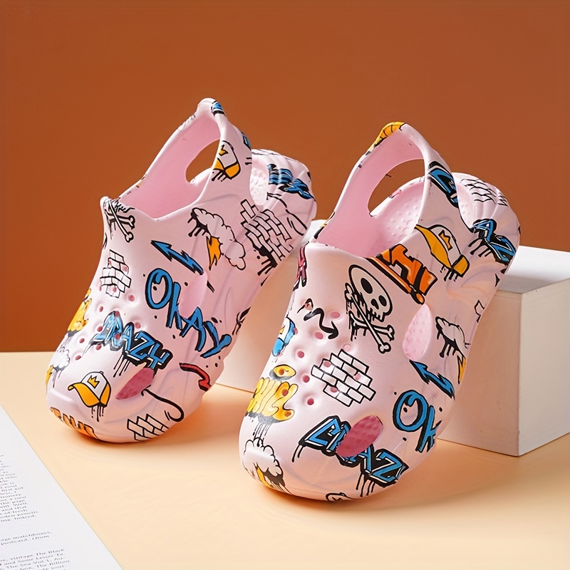 Casual Cute Cartoon Slip On Clogs For Boys, Lightweight Non-slip Wear-resistant Sandals For Indoor Outdoor Beach, Spring And Summer