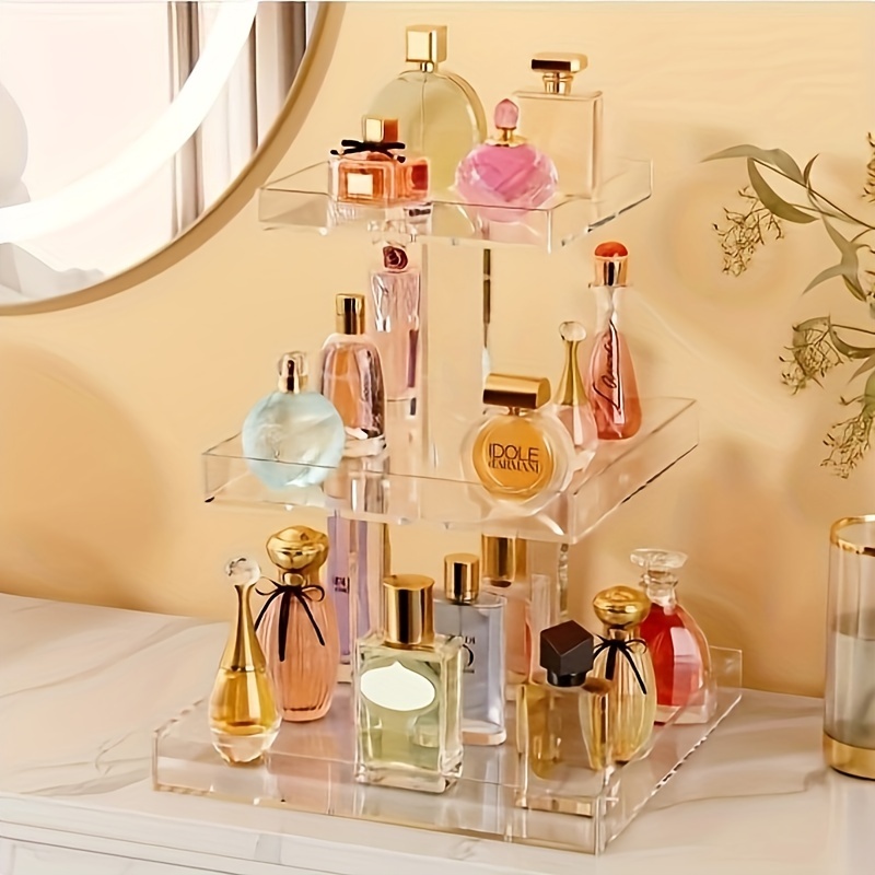 

3-tier Acrylic Perfume Organizer For Dresser And Countertop, Clear Acrylic Bathroom Countertop Organizer Cosmetic Storage, Perfume Display Organizer Tray For Bedroom Dresser Table Cabinet Decor