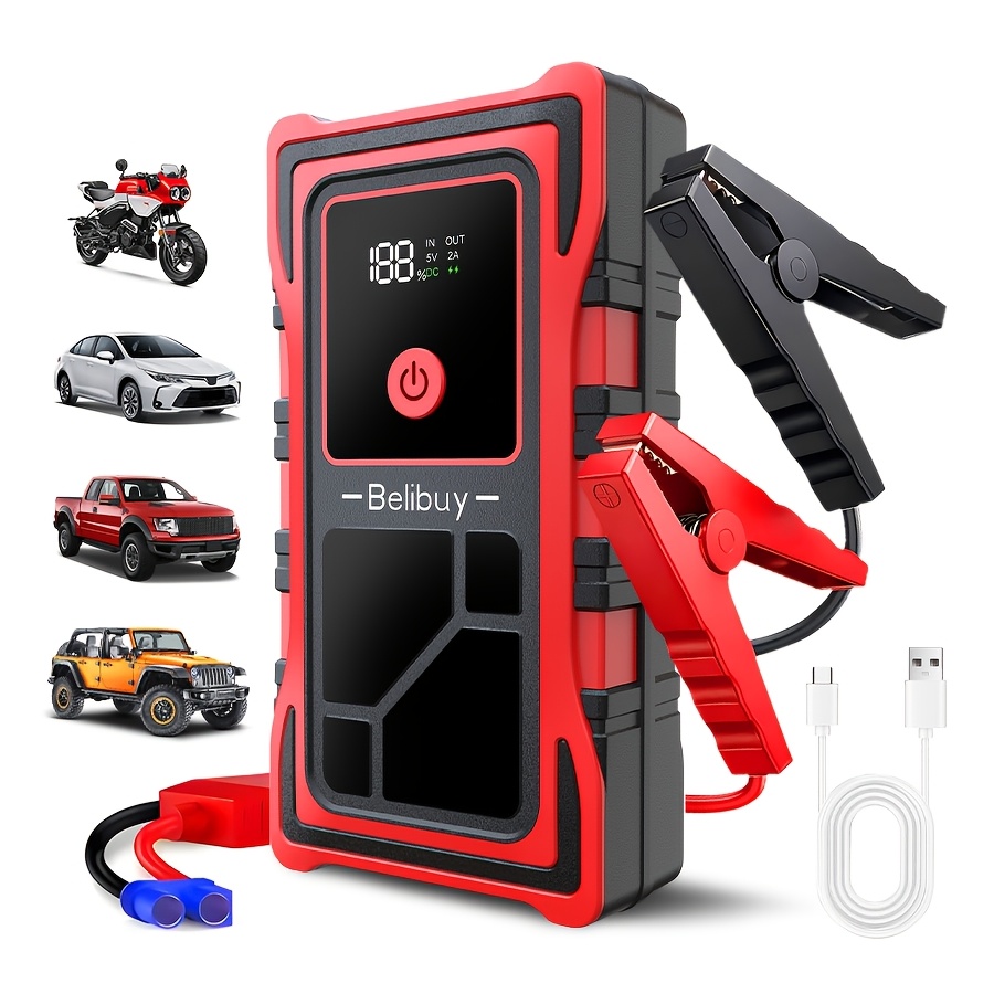 TEMU Portable Car Jump Starter Built-in Tire Inflator. It Enables Fast Vehicle Starting And Quick Tire Inflation. Equipped With Usb Input & Output