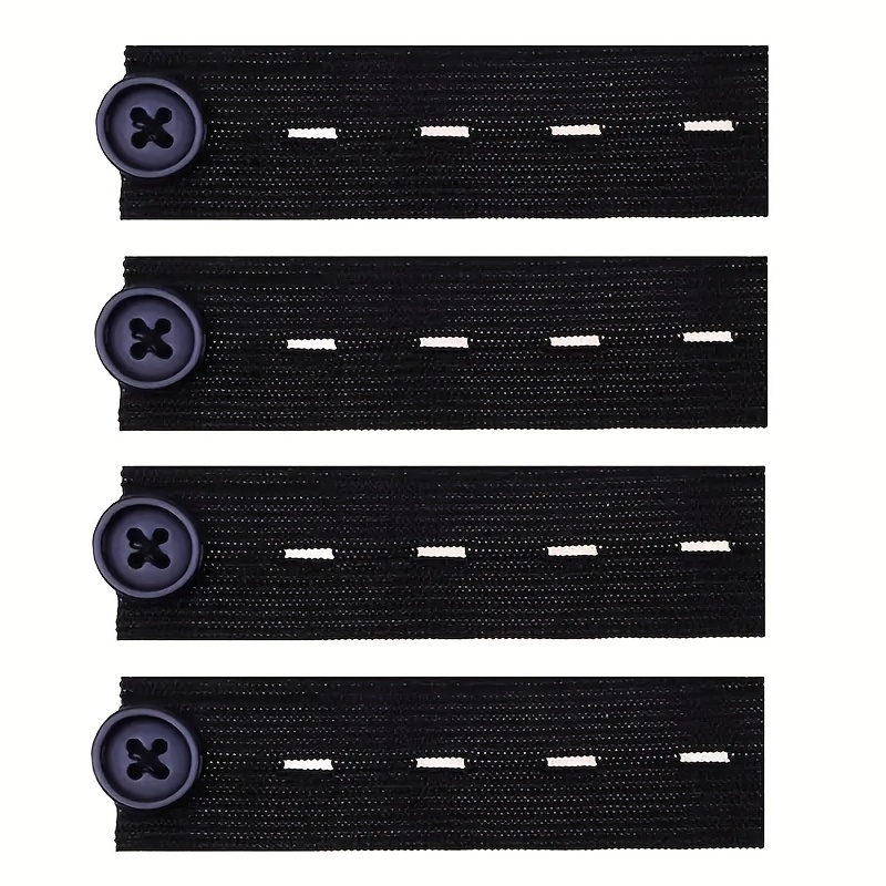 

4-pack Black Abs Waistband Extenders, Adjustable Button Extenders For Jeans And Pants, Diy Garment Accessories For Men And Women