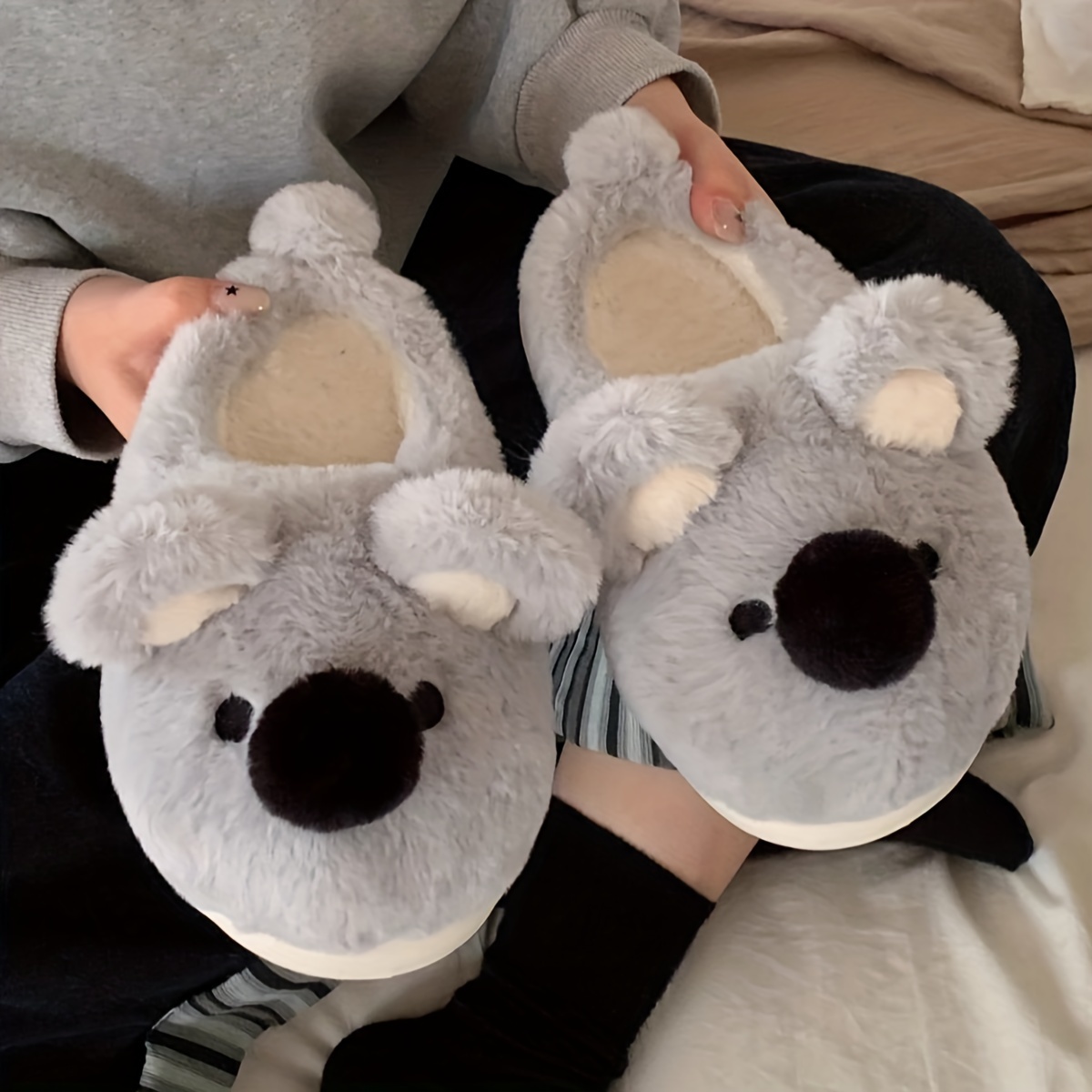 cute koala plush slippers women winter casual indoor non Temu Peru
