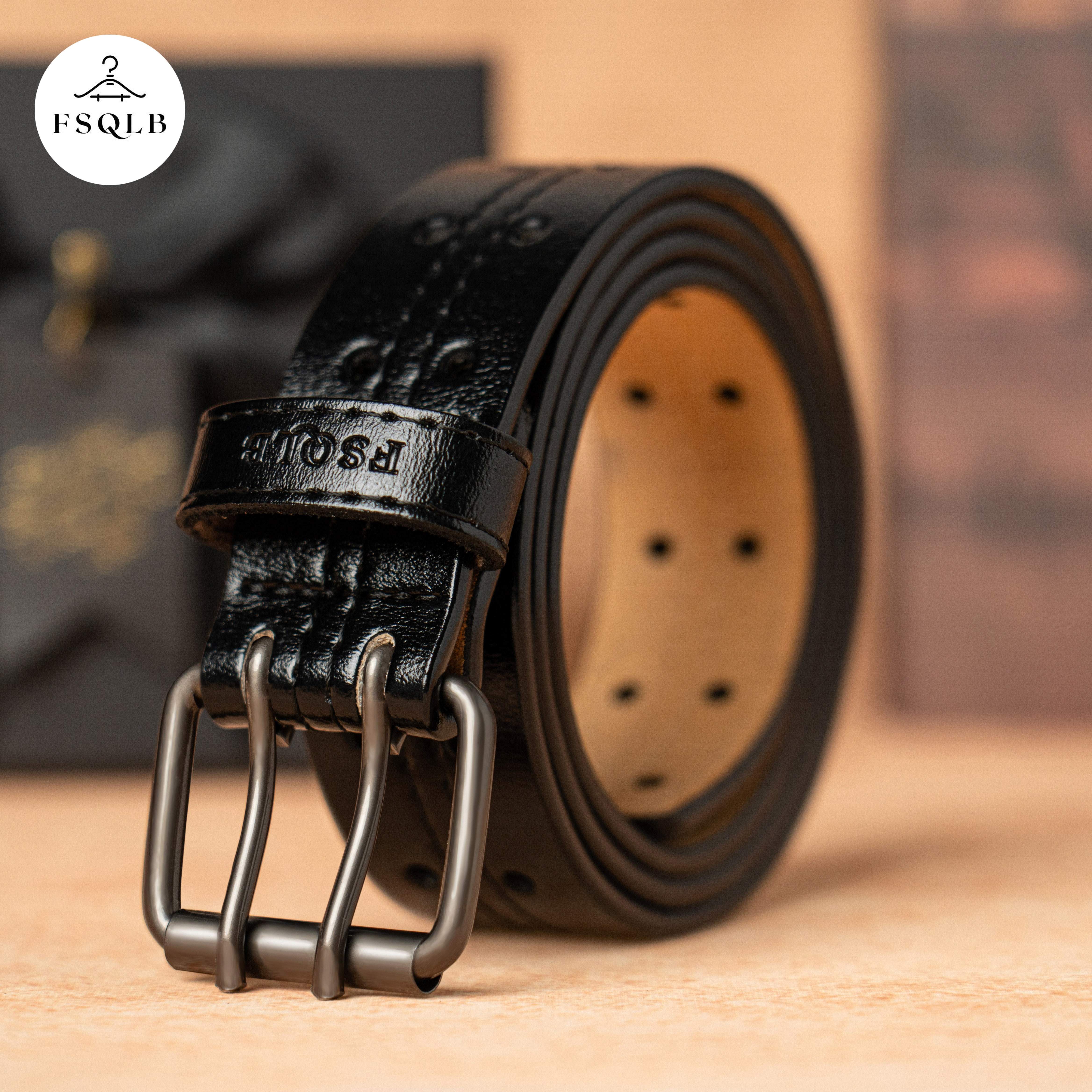 1pc Work Belt Double Prong, Handmade And Durable Men's Belt, Casual Retro Non Perforated Needle Smooth Lazy Belt