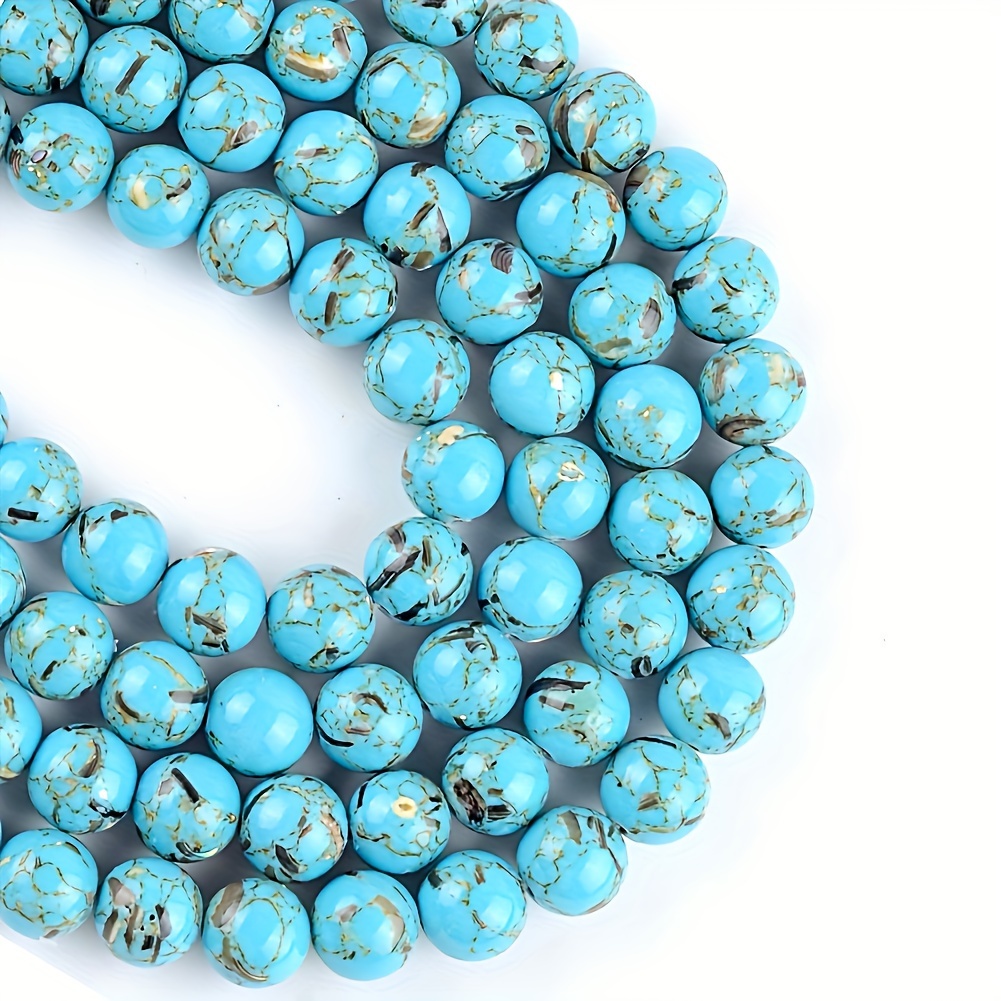 

Turquoise Howlite Beads For Jewelry Making, Natural Stone Spacer Beads, Round Loose Beads For Diy Bracelets, Necklaces, Crafts - 15" Strand