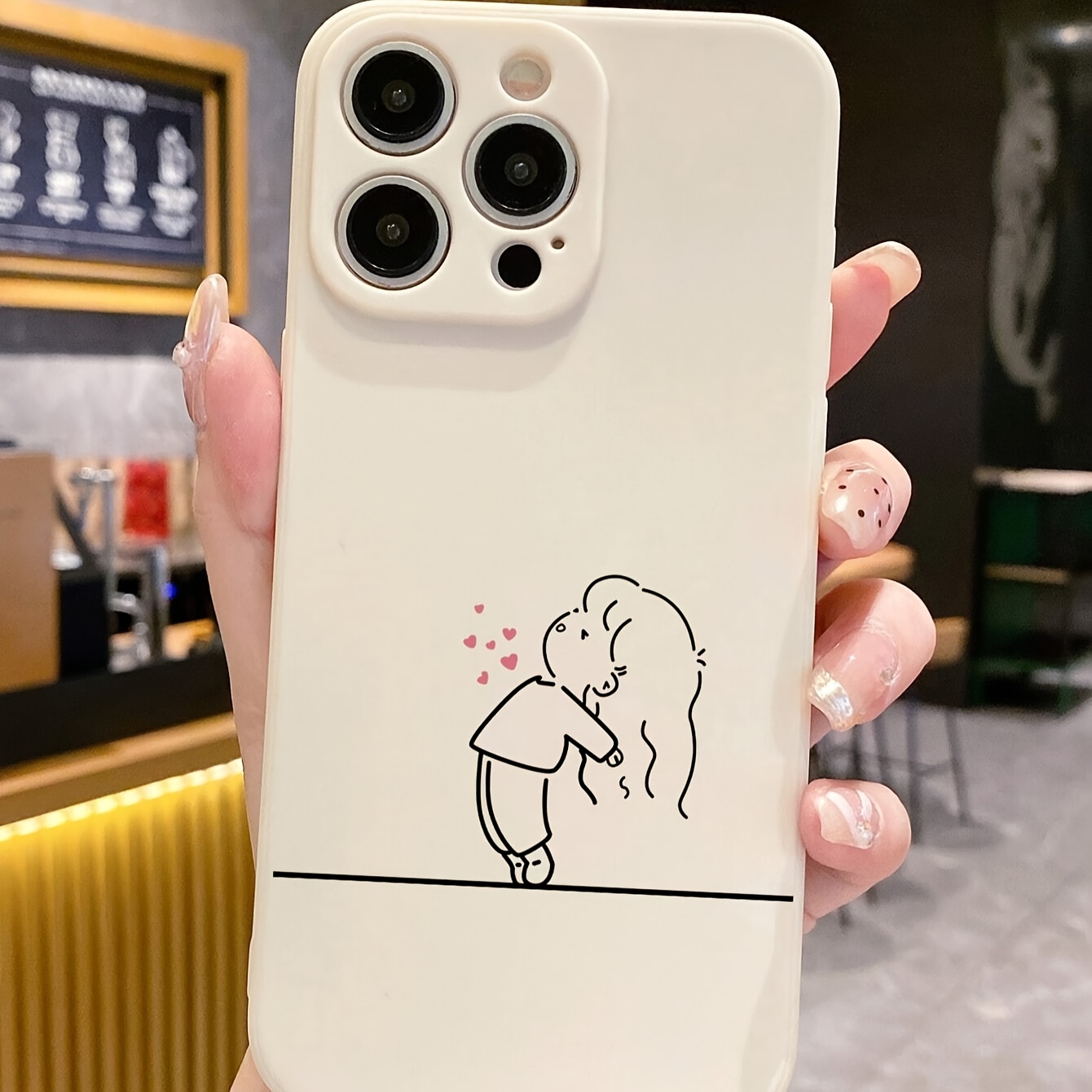 TEMU Custodia per telefono - Custodia per telefono con magico dritto per con line art, una custodia per telefono di tendenza , adatta per