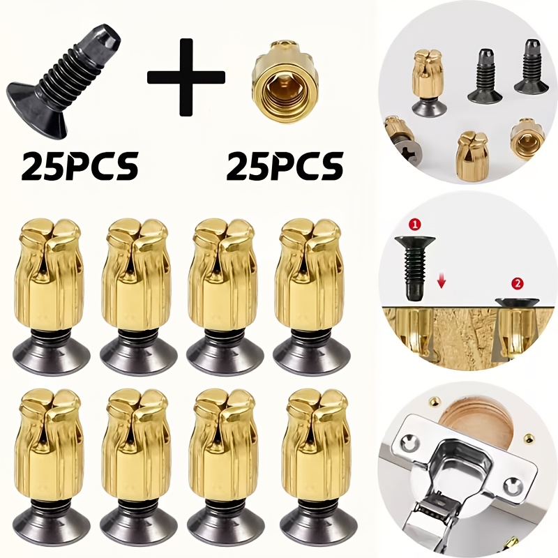 E-shop 50/100 Stk. Scharniermuttern-Einschlaganker, Dübel-Einsätze, Metall-Stuzdübel, multifunktionale Metall-Muttern-Stuzdübel, erhältlich in den