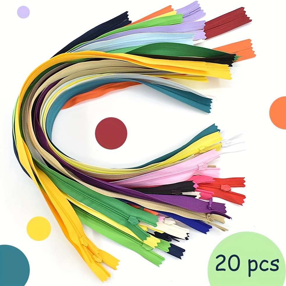 TEMU Random 20pcs Nylon Invisible Sewing Zippers, For Handmade Garment Bags Home Textile Tailor Sewing Craft Sewer ' 20 Colors