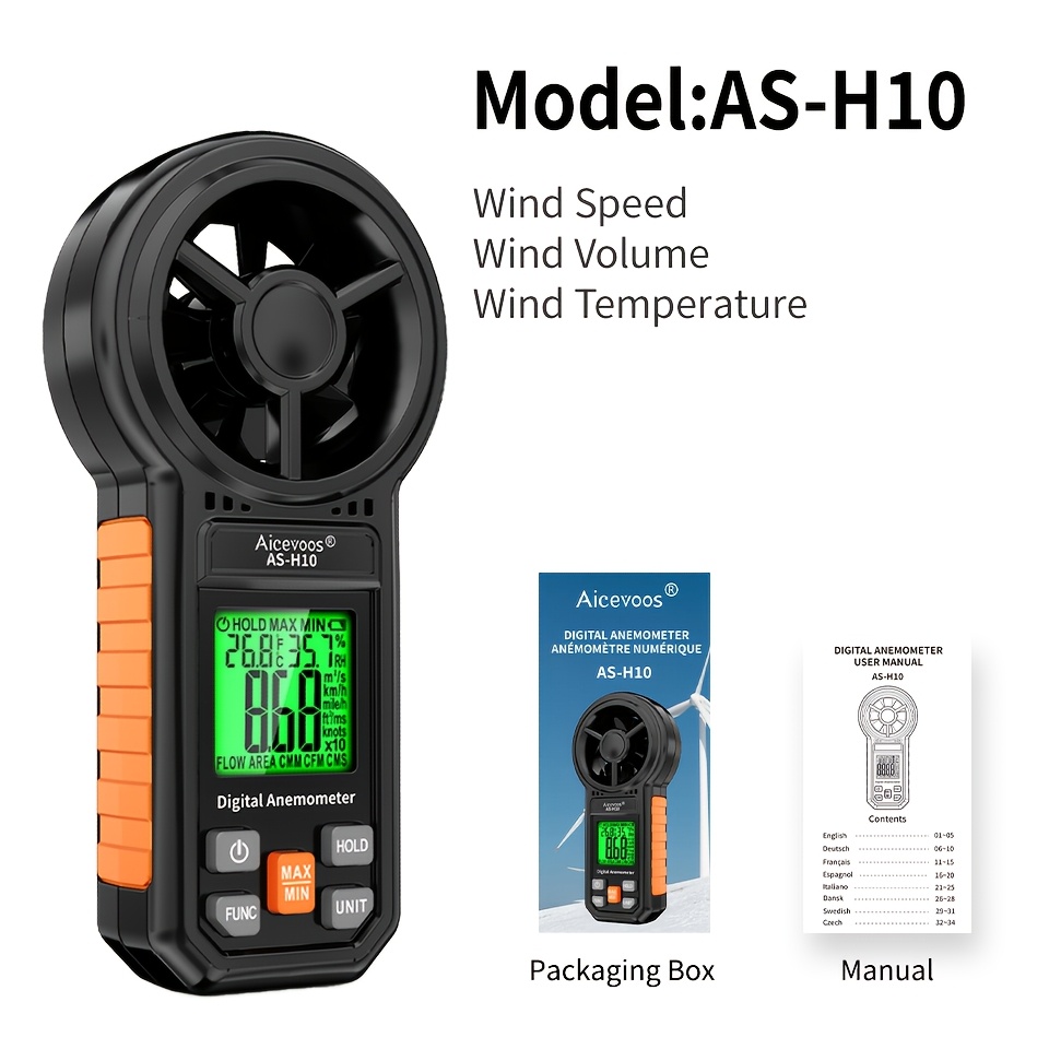 Image of Aicevoos Handheld Digital With Wind Speed & Temperature Meter - Portable Wind Gauge Suitable For Meteorology, Kite Flying, Surfing, Sailboats, Windsurfing, For,, And Wind Testing Devices