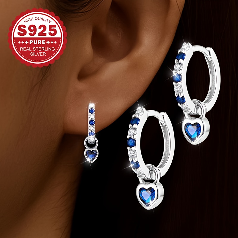 TEMU Valentine's Day Gift, 1 Pair 925 Silver Women's Earrings, Heart-shaped Studs, Suitable For Daily And Party Wear, Best Holiday Gift For Sisters,