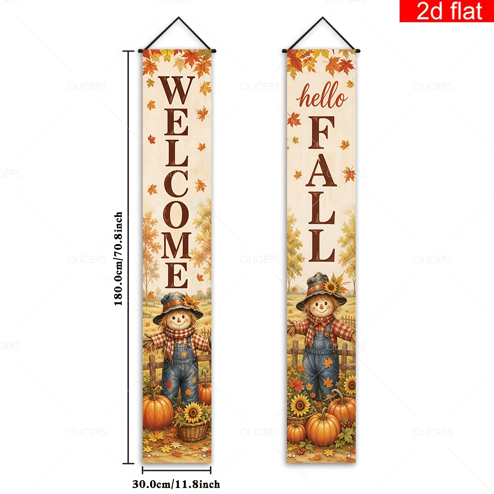 TEMU 2D Plat, 2D Plat - 2pcs Bannière de Fête de Porche d'Accueil & sur le Thème de , Polyester, Style Vintage , , Feuille d'Érable, , Impression de
