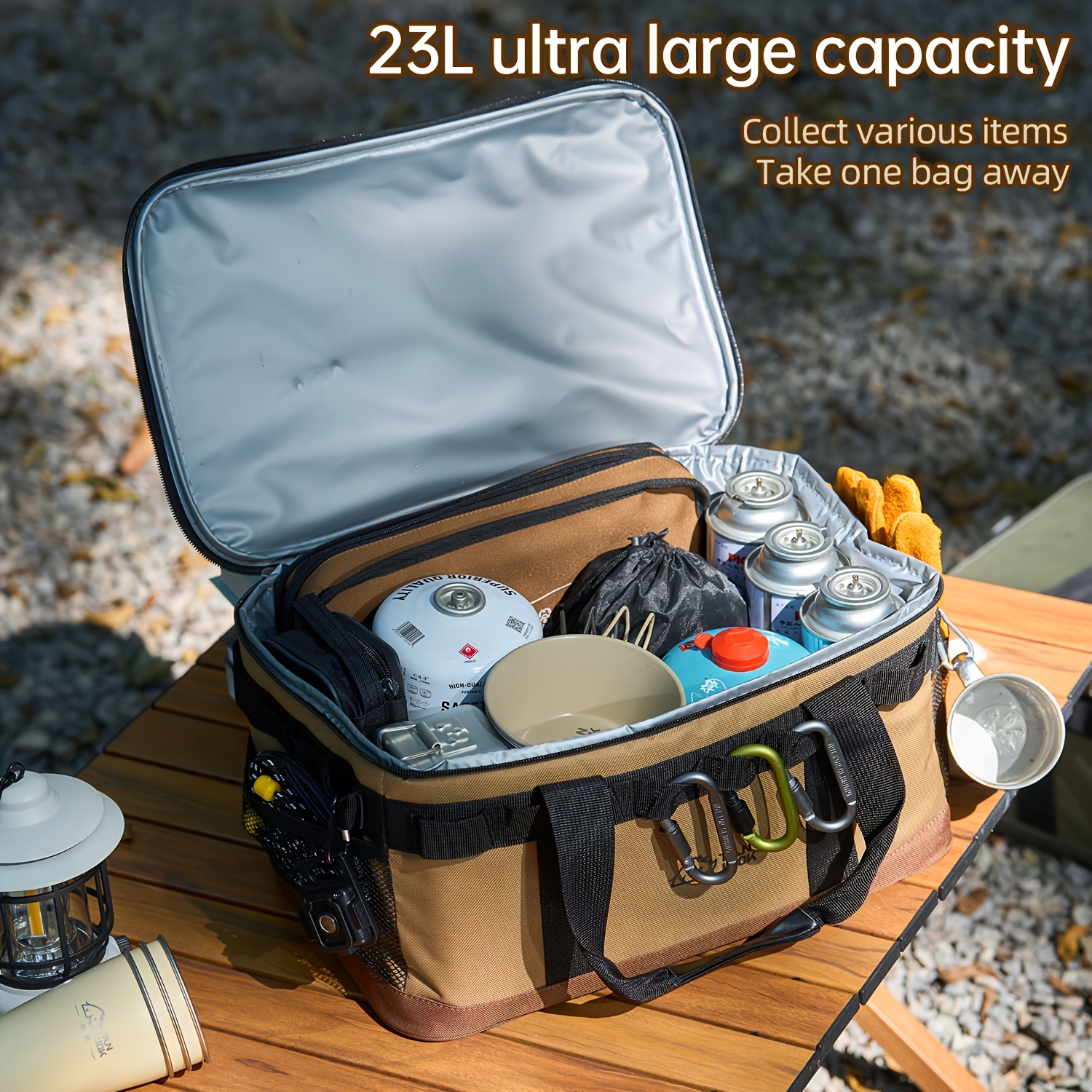 outdoor   insulated cooler bag large capacity portable insulated storage for camping hiking durable multi use cooler with carry handles reinforced handles essentials sturdy   0
