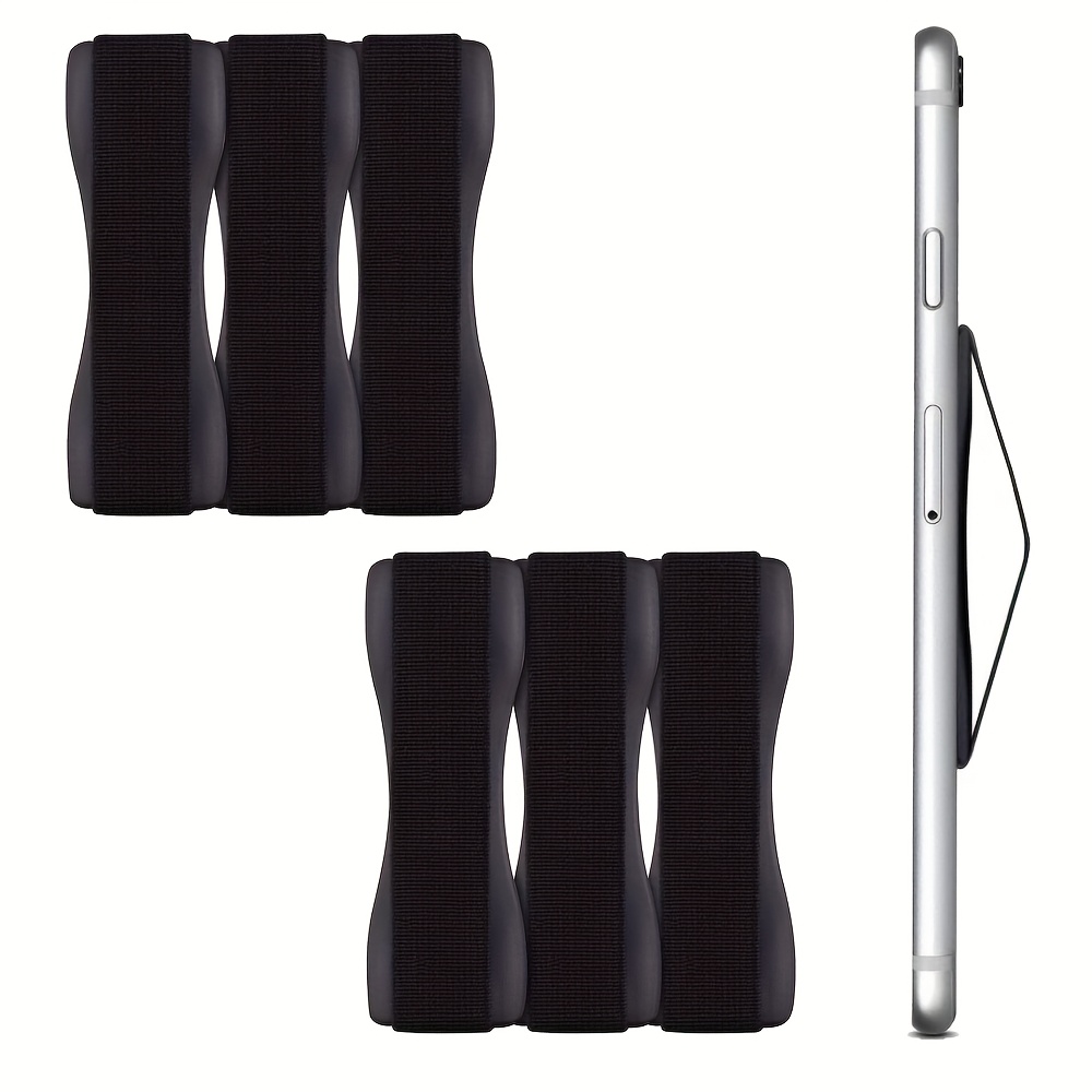 TEMU 6pcs Supports de doigt autocollants noirs pour téléphone portable, supports de téléphone portable à une main, autocollants de doigt arrière pour