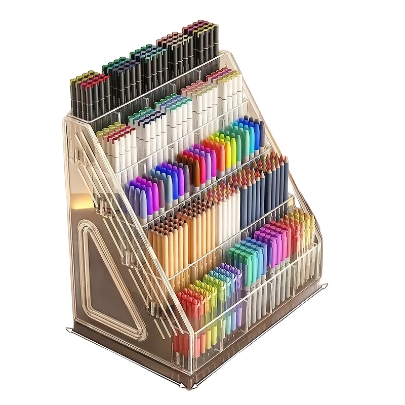 TEMU 4-layer 20-slot Multi-functional Display Rack/ 30-slot Display Cabinet/ Large Display Cabinet, High-capacity Acrylic Segmented Pen Holder,