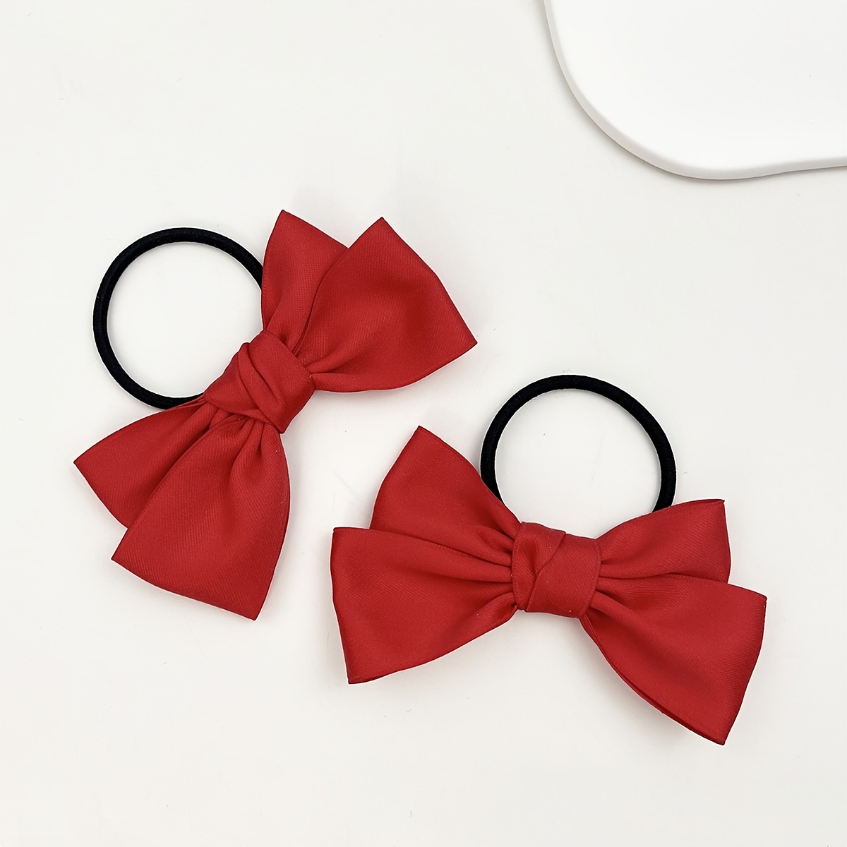 TEMU 2 Stk. süße, niedliche, vielseitige schlichte, exquisite Haargummis mit Schleife im Girly-Stil