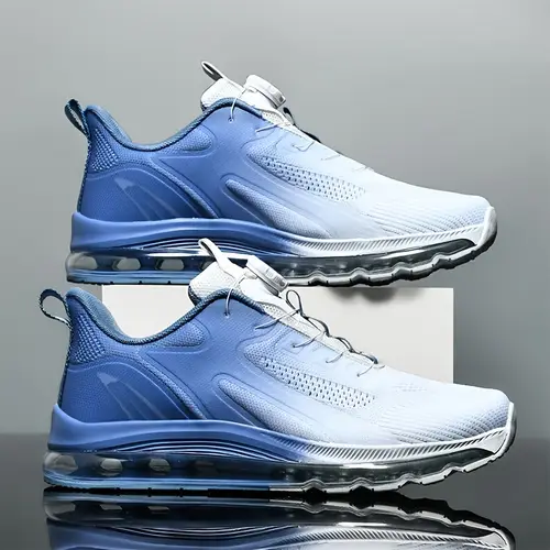 mens oversized air cushion fashion sneakers breathable mesh upper gradient teal to hook and loop strap closure lightweight cushioned for casual outdoor wear