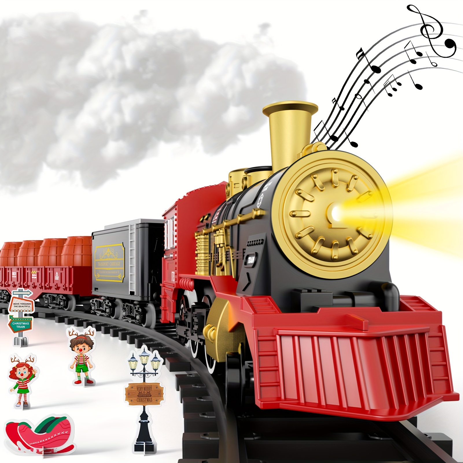 kids christmas train set smoke lights sounds 28 Temu