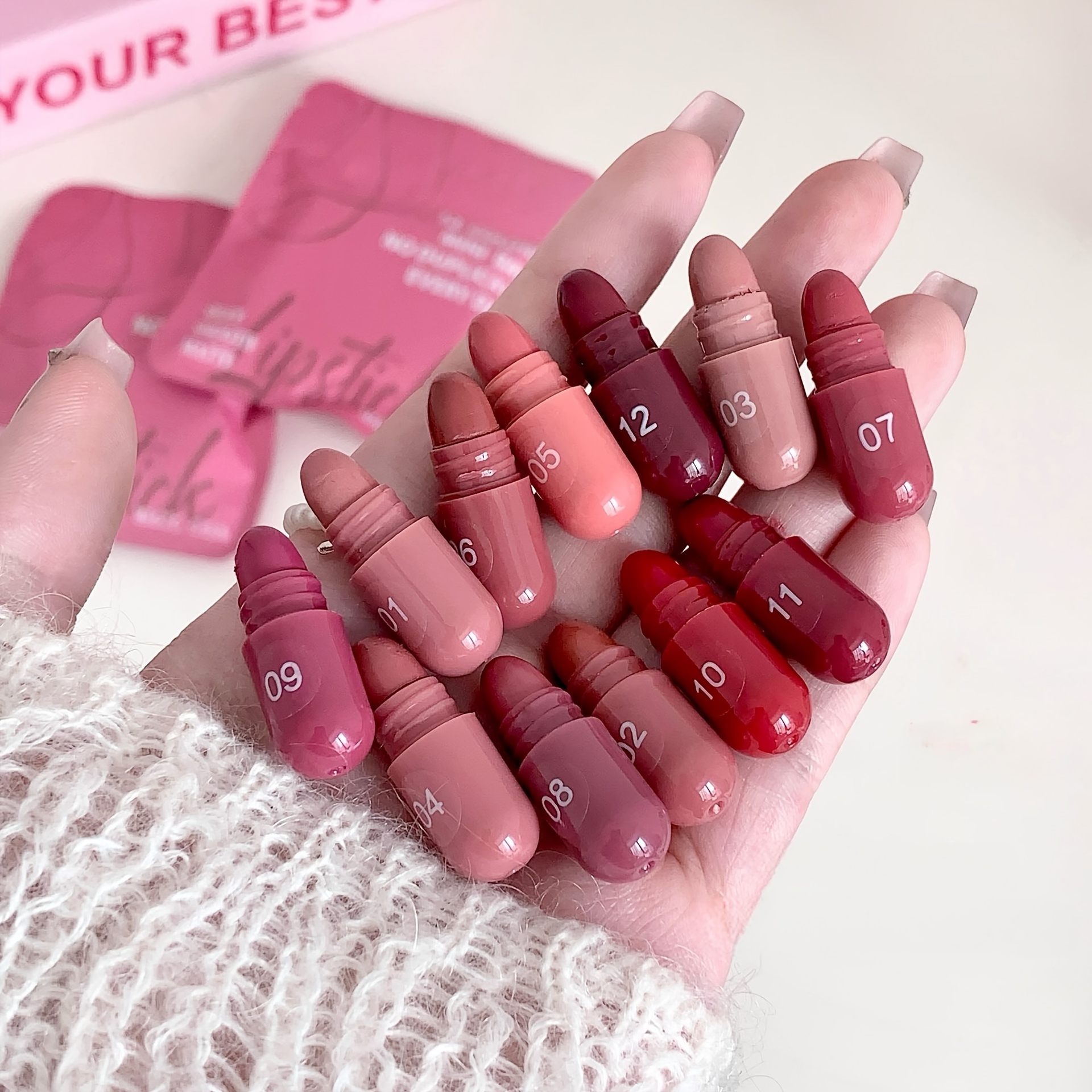 12-Color Capsule Lipstick Set - Long-Lasting  , Non-Fading, Plant-Based Squalane, Ideal for Daily Use & Gifting,   12   (Red, Orange, Yellow, Green, Blue, Purple, Pink, Black, White, Brown, Beige, Light Blue, Dark Blue, Teal, Light Green, Dark Green, Navy Blue, Maroon, White, Black, Brown, Teal, Light Blue, Dark Blue, Navy Blue, Maroon, Black), Lipstick for Women