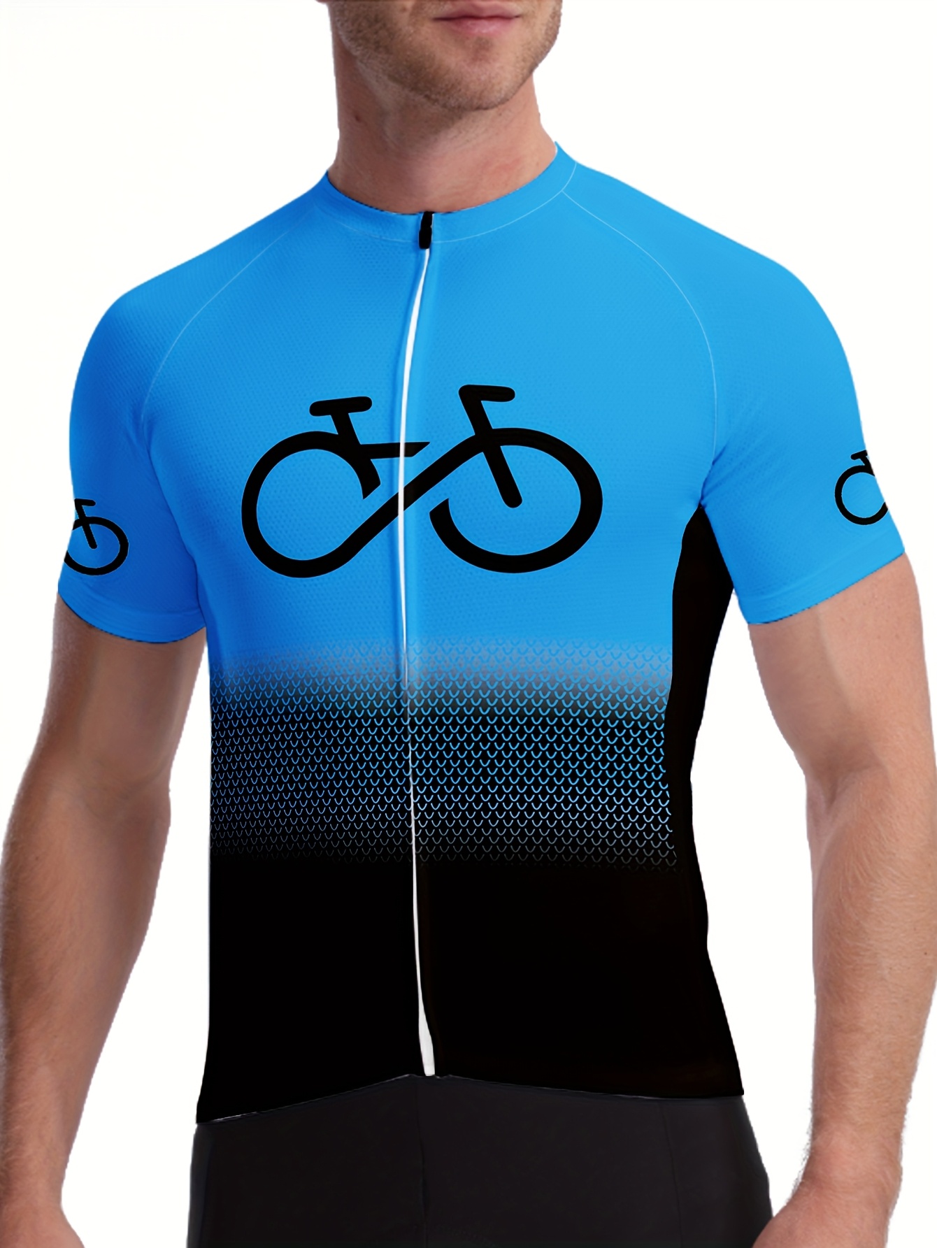 Maillot De Ciclismo Manga Corta Para Hombre - Transpirable, Secado Rápido, Elástico, Ideal Para Fitness