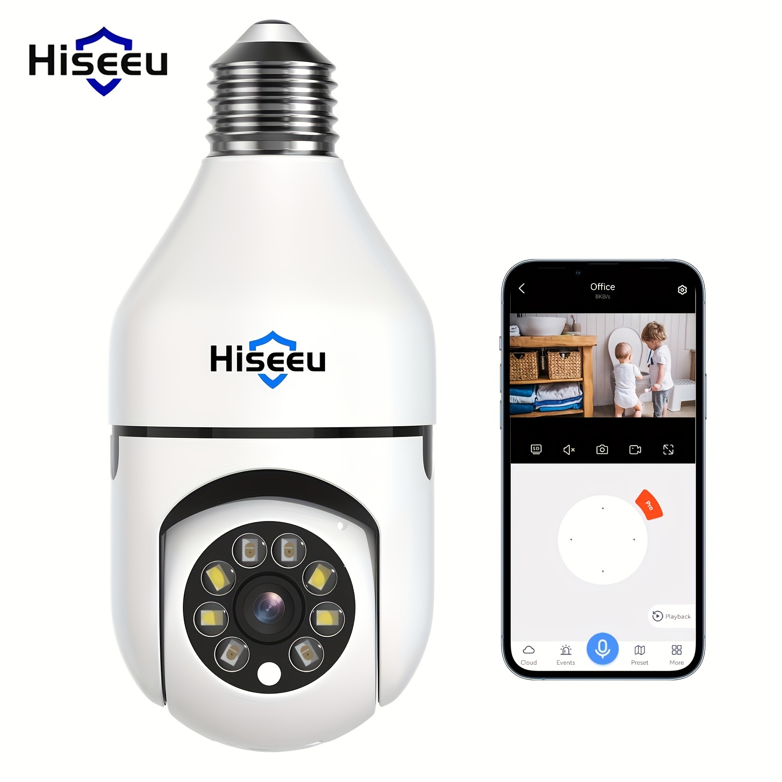 

Wireless Light Bulb Camera With 3mp Resolution, 2.4ghz Wifi Connectivity, Two-way Audio, Motion Detection And Alarm, Full-color Night Vision, Sd/cloud Storage.
