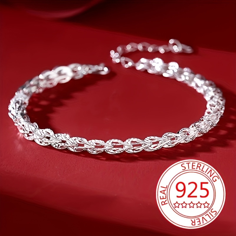 TEMU 1pc 925 Pure Silvery Phoenix Tail Bracelet For Women Simple Minimalist Bracelet Jewelry