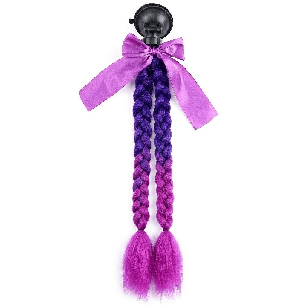 TEMU Wig Accessories Ombre Multi-colors, Suction Cup Ponytail Attachment,ponytail Hair With Bowknot Gradient Ramp Suction Cup Helmet Braids, Ramp