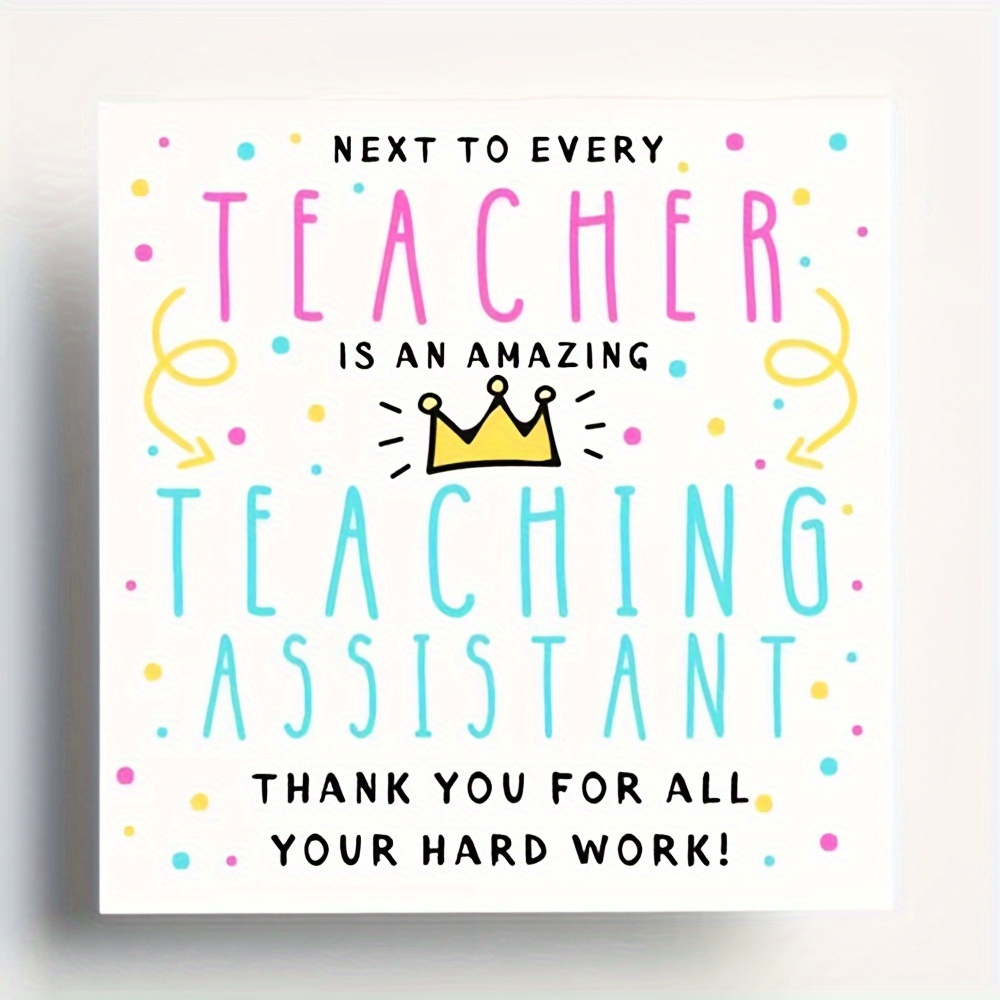 

End Of Term Teaching Assistant Thank You Card With Envelope - Appreciate Your Hard Work!