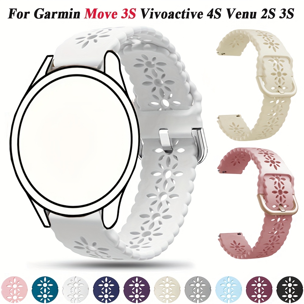Per Garmin Venu 2S 18mm cinturino in silicone testurizzato con diamanti (marrone