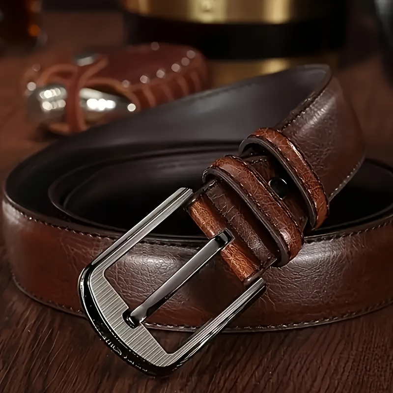 luxury mens leather belt vintage distressed black with square metal soft genuine leather for business casual wear durable stylish gift for him valentines day fathers day thanksgiving formal accessory sophisticated style busy professionals professional men stylish belt distressed texture premium leather versatile accessory elegant accessory professional wear Product details 2