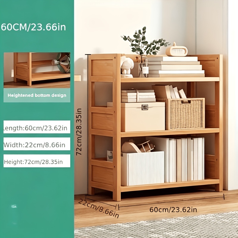 TEMU 1pc Bamboo Multi-tier Shelf - Natural Wood Look Storage Rack Suitable For Books, Decorations, Bathroom, Kitchen, Bedroom & Living Room Shelves -