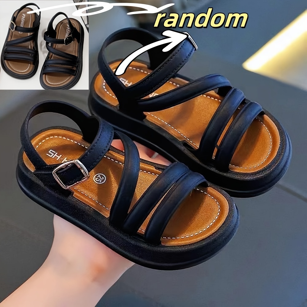 TEEOEC Girls' Summer Sandals 2024 Upgraded Lightweight Breathable Princess Shoes with Adjustable Straps, Geometric & Striped Patterns, Durable PVC Soft Sole for Outdoor Beach Casual - 3 Colors (Black/Brown/White & Pink), Cute Sandals, Beach Wear for Youngsters, Trendy Youngsters Footwear, Flexible Youngsters's Footwear, Stylish Youngsters Footwear, Comfortable Youngsters Footwear