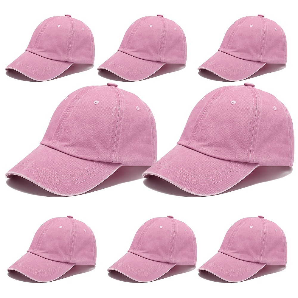 TEMU 8pcs Retro Washed Baseball Cap - Lightweight Polyester, Solid Color, Adjustable, Colorful Outdoor Sun Hat Suitable For Truck Drivers | Classic