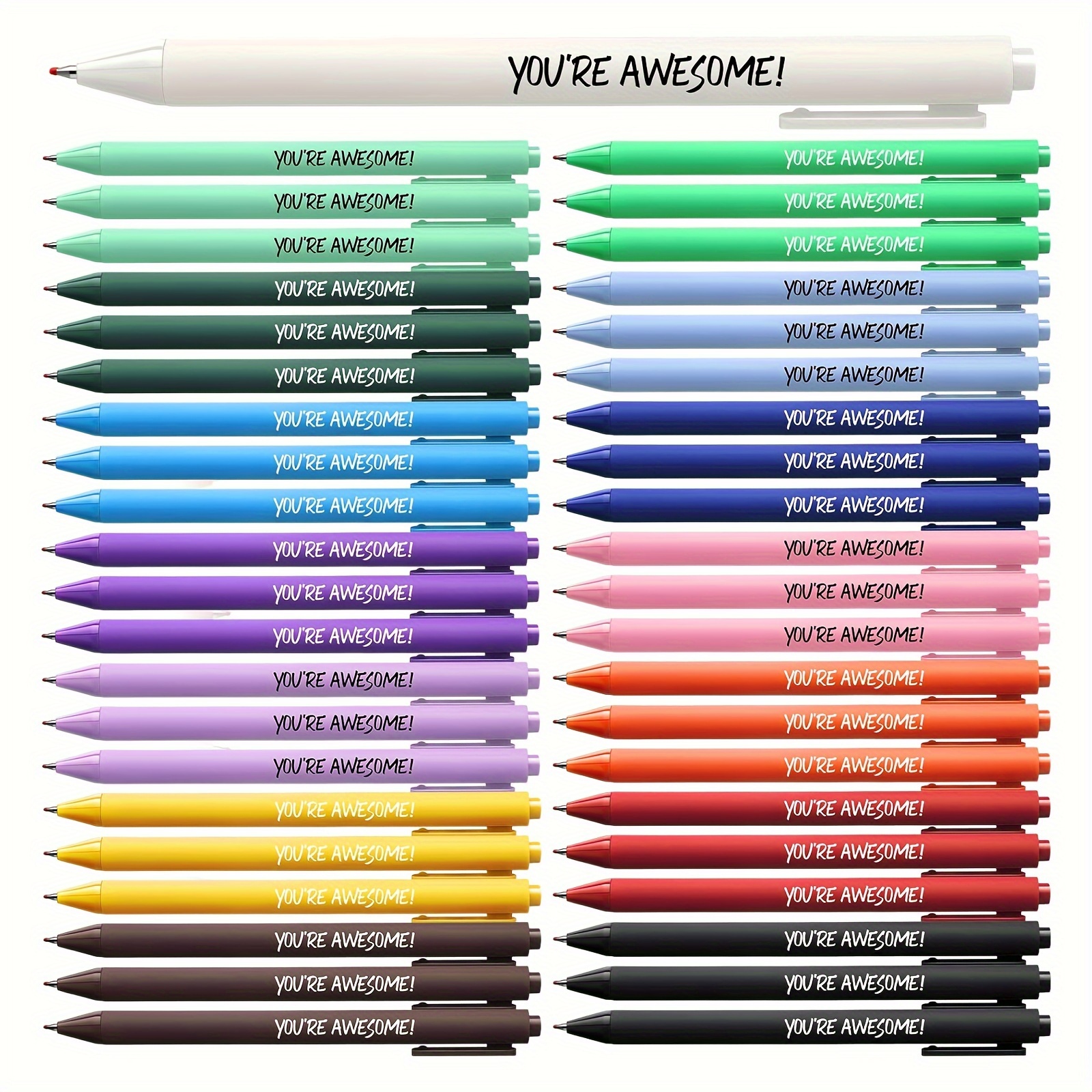 

45pcs 'you're Awesome' Inspirational Ballpoint Pens - Quick-dry, Retractable Pens For Teachers, Students, Office & Party Favors, Inspirational, Ballpoint Pens, Motivational, Appreciation Gift