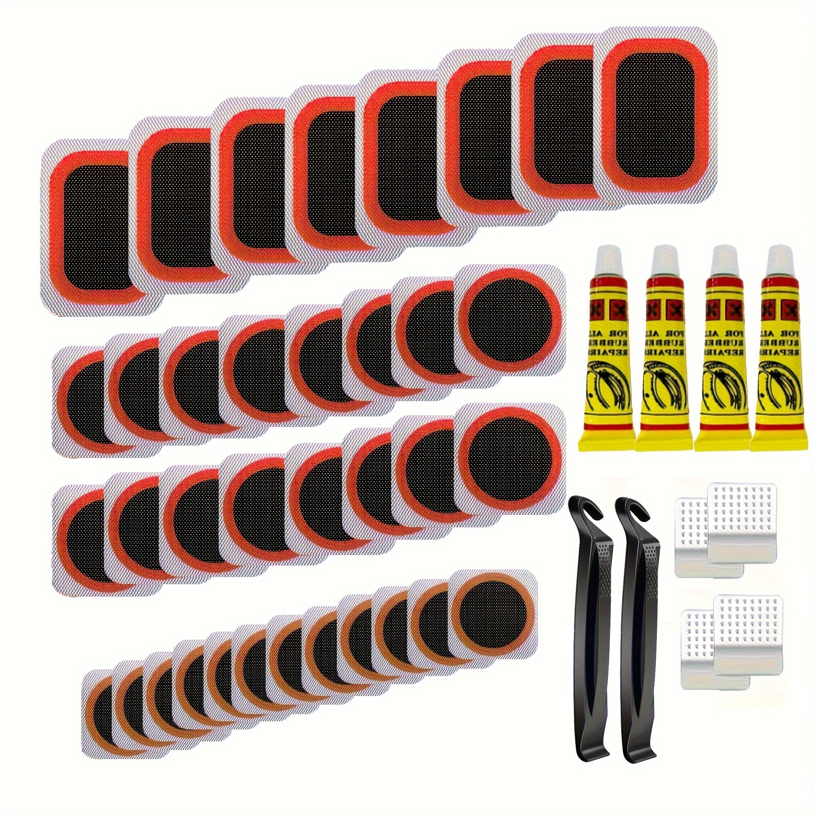 

46pcs Bike Tire Repair Kit With Rubber Patches, Metal File & - For Mountain, Road, Bmx & Motorcycle Cyclists