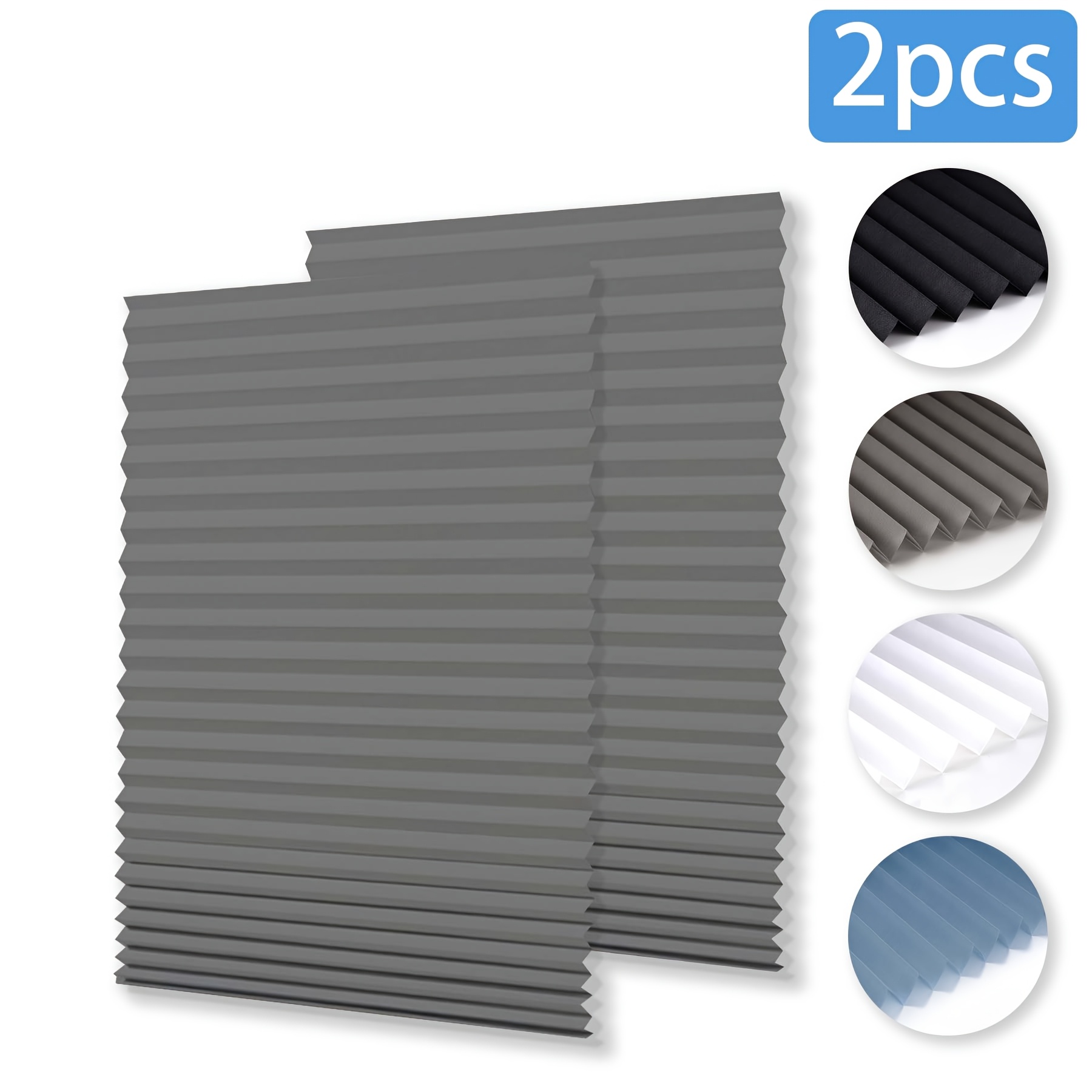 TEMU 2pcs High Density Non- Sunshade/detachable/adjustable Size/pleated Design/includes 2 Clips/detachable Curtains With Adhesive - Suitable For