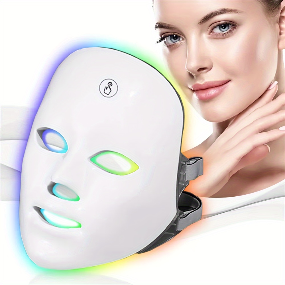 

[beauty Enhancement] Rechargeable Led Facial Beauty Mask - Multi-functional, Usb-powered Skincare Colorful Light, 400mah Lithium Battery, Fragrance-free - Ideal For Home , Skin Care Accessories