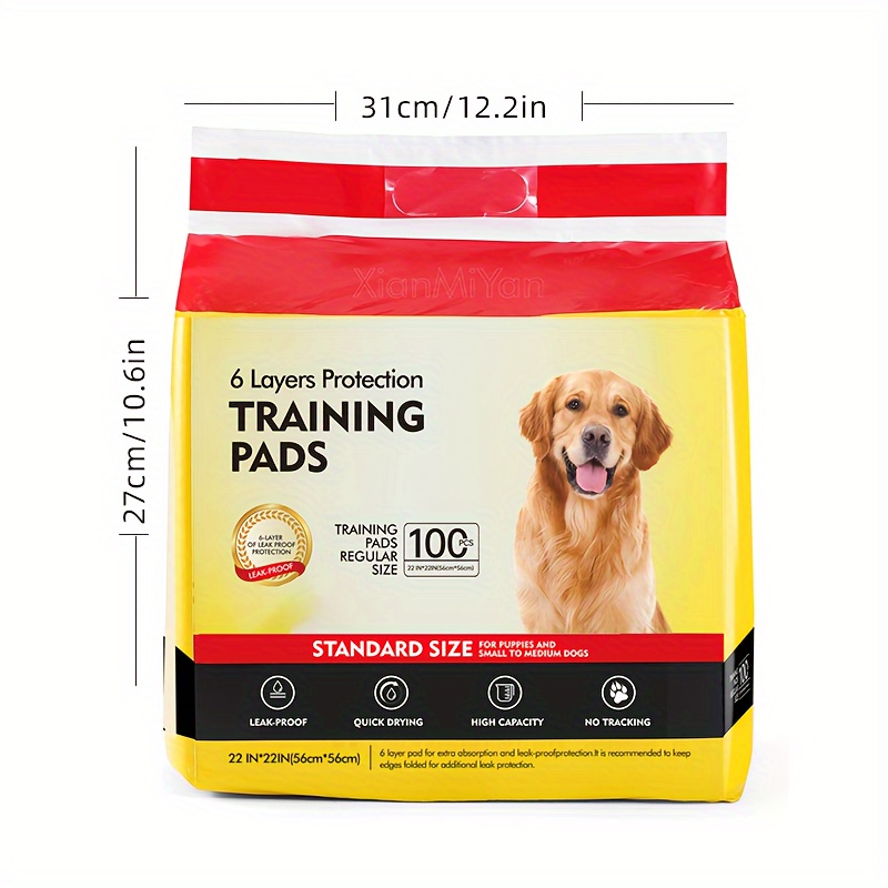 TEMU 100pcs Absorbent Leak-proof Dog Training Pads - Non-woven Fabric Puppy Pee Pads For Dogs & Puppies - Disposable Pet Pee Pads Drying - Extra Large, 22" X 22"