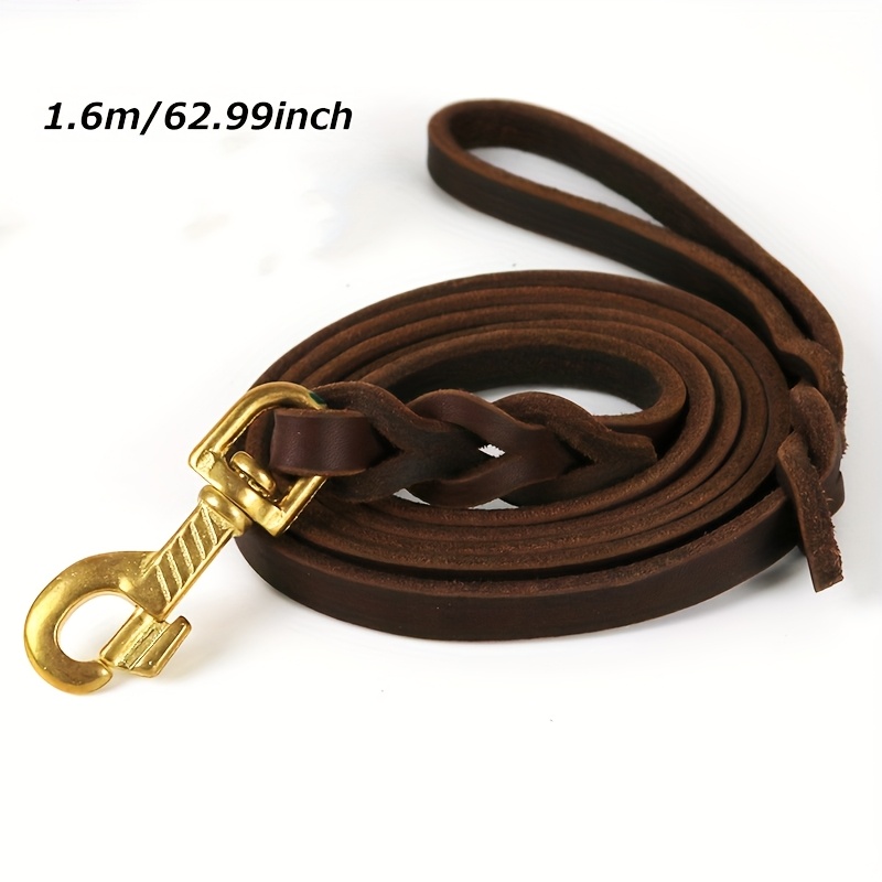 Durable Soft Leather Dog Leash With - Adjustable Comfortable Pet Lead For Medium To Large Breed Dogs