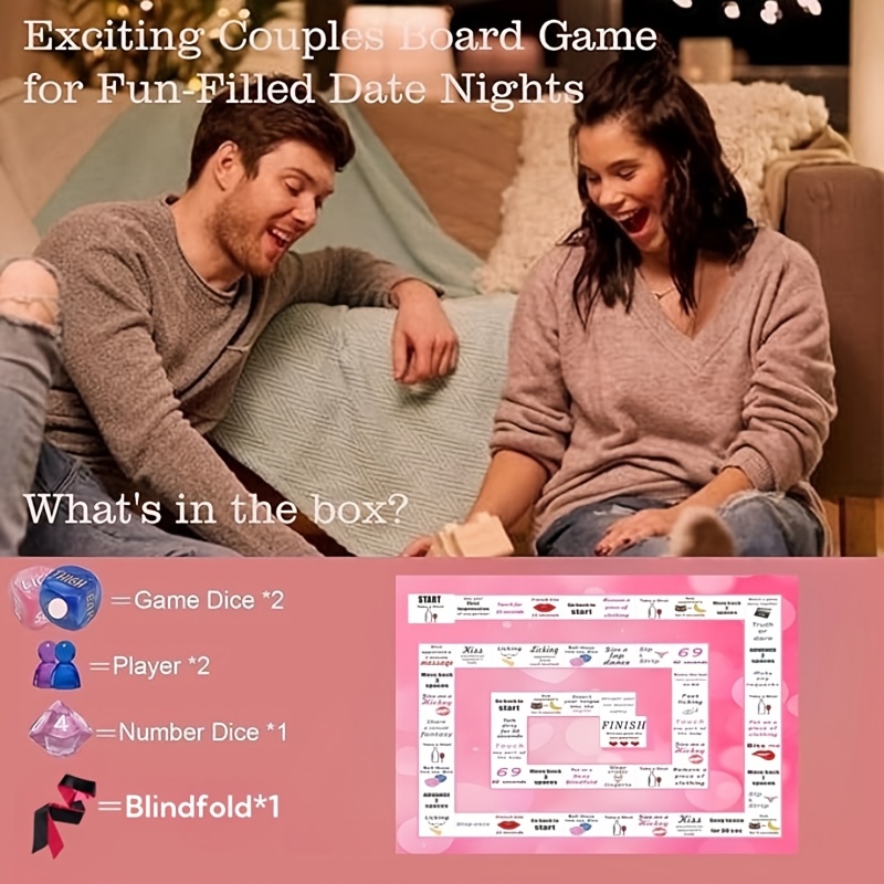 Romantic Date Night Board Game for Couples, 2-Person Flirty Dice Game, No Electricity or Batteries Needed, Adult Flirtatious Tabletop Play