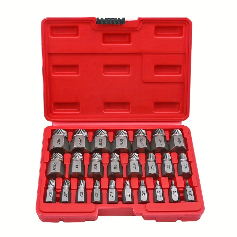 

25pcs Screw Extractor Set, Hex Head Multi-spline Easy Out Bolt Extractor Tool, Chrome Molybdenum Alloy Steel Heavy Duty, For Removing Broken Studs Bolts Socket Screws