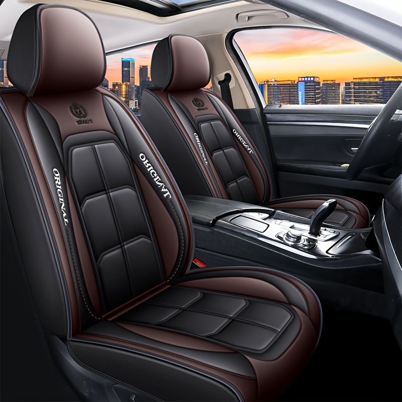 5pcs Full Set Car Seat Covers -  Fit for Most Sedans, SUVs & Trucks - Premium PU Leather, Waterproof & Breathable - Year-Round Protection