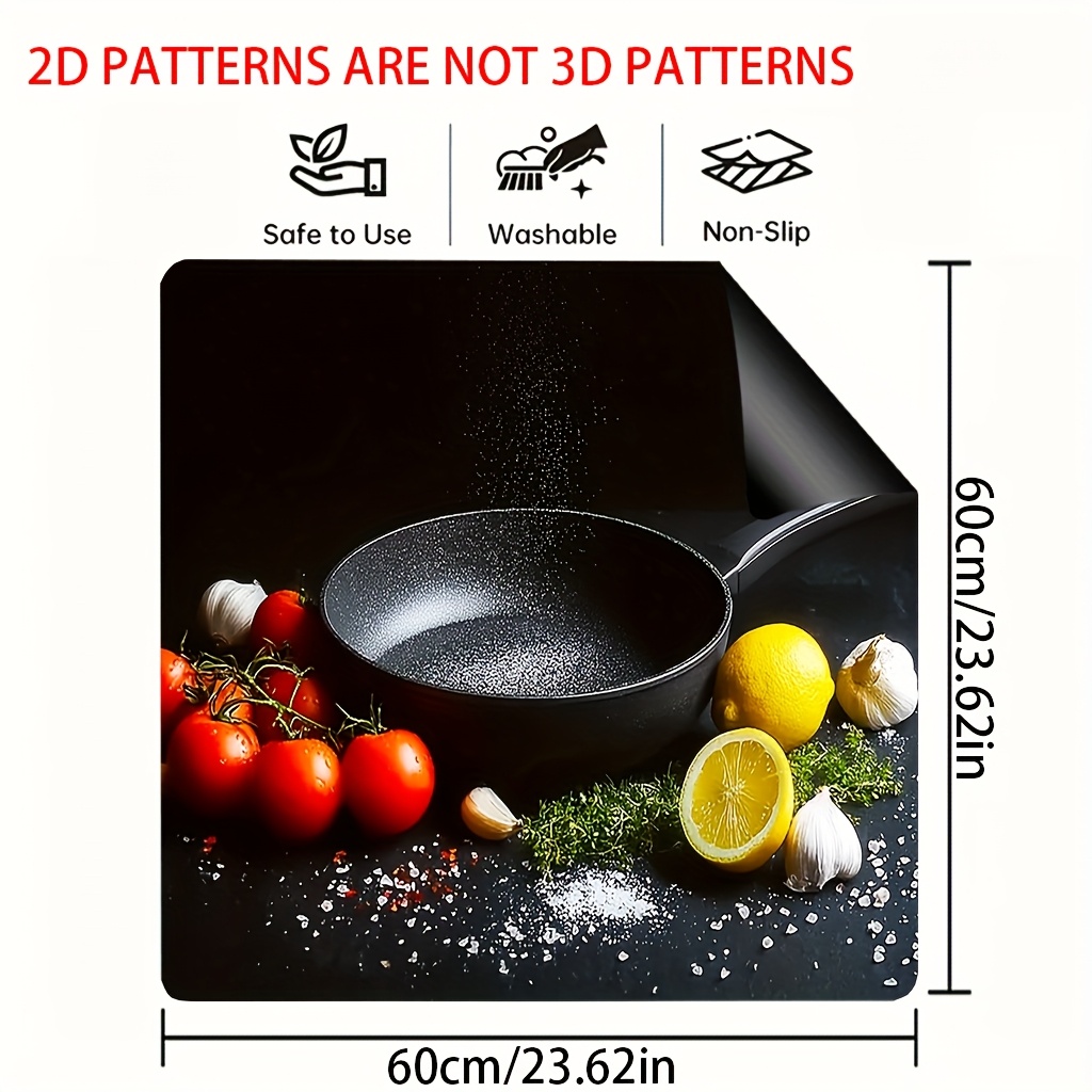 TEMU 1 pièce Housse de Cuisinière & Tapis d'Appareil - Housse de Cuisinière Imprimée Plate 2D avec Motif Tomate Vanille, Compatible avec Machines à
