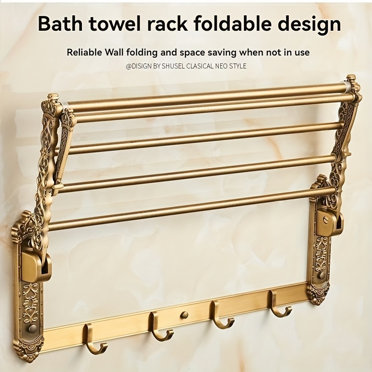 Vintage European-Style Aluminum Towel Rack - Multi-Layer Wall Mounted Organizer 8 Antique Finish and Multi-Layer Design Detail